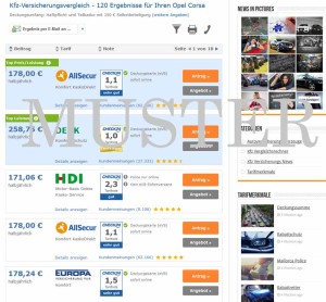 Opel Corsa Versicherung Beispiel